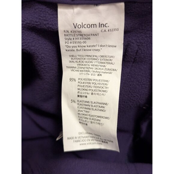 Volcom Womens Purple Insulated Snowboard Pants With Zippered Pockets & Back Flap - Picture 7 of 8